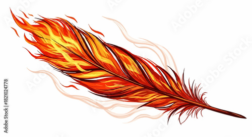 Fiery Feather Symbolizing Transformation and Rebirth.