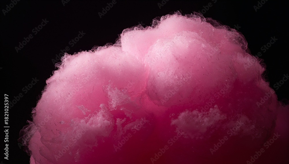 Obraz premium Filling frame, large pink cotton candy mass showing tufted texture in studio, with sugar strands