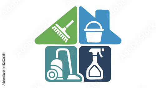 Home cleaning service icon set