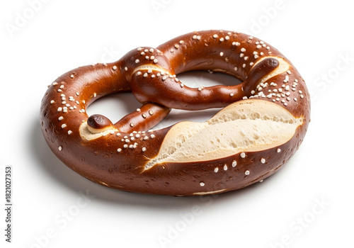 A single German pretzel on a clean white background