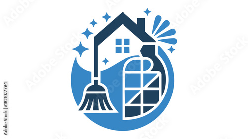 Home cleaning service icon logo