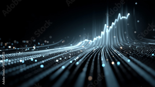 Financial growth represented by ascending blue lines in a dynamic visual display