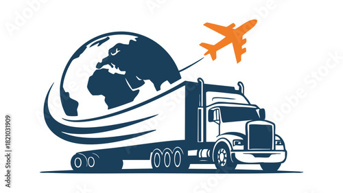 Global logistics truck plane earth