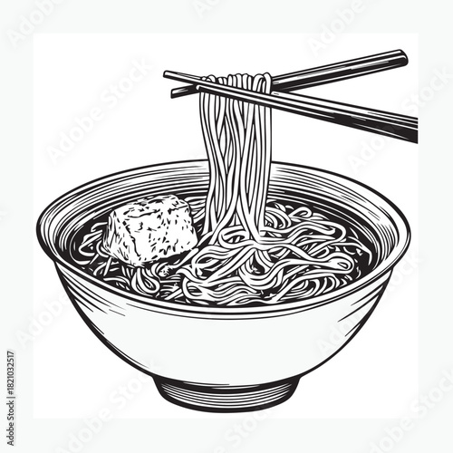 noodles in a bowl with chopsticks