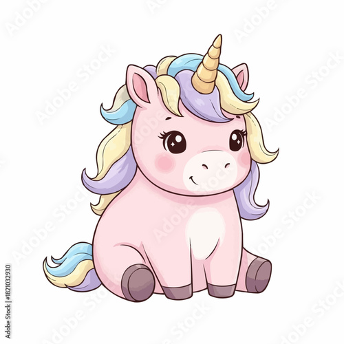Chubby Baby Unicorn Sitting