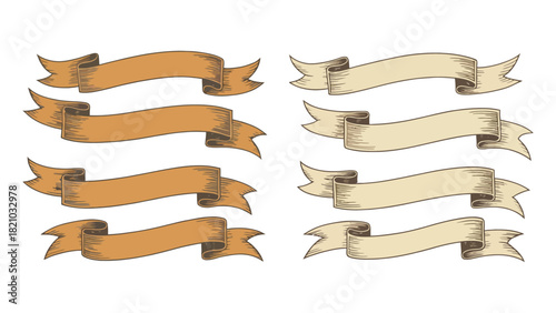 Collection of vintage style ribbon banners and scrolls for design and decoration