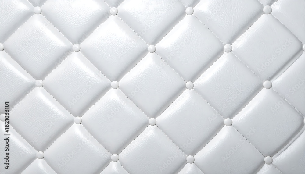 Obraz premium A pristine, white padded surface with regularly spaced, diamond-shaped indents and small, round button accents