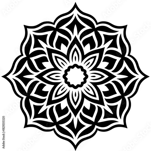 Exquisite Mandala: A symmetrical, intricate mandala design, meticulously crafted with elegant, flowing lines and ornate details. The artwork exudes a sense of peace and harmony.
