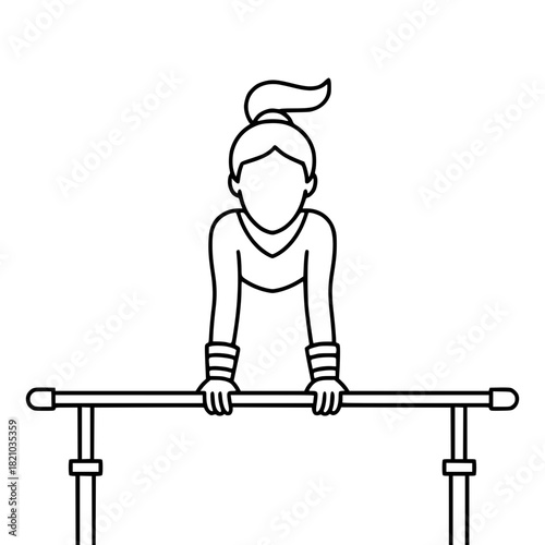 Gymnast on Parallel Bars: A silhouette of a gymnast poised on parallel bars, illustrating the grace and strength in sports.