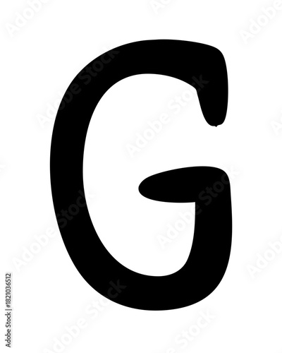 Thick hand-drawn letter G in black on white background