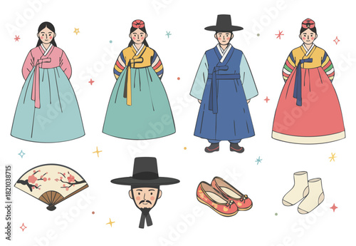 Hanbok Characters and Traditional Items