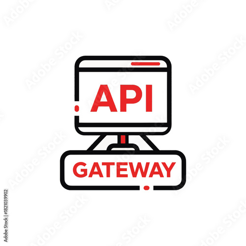 API gateway line icon. Software development and cloud computing symbol. Vector illustration isolated on transparent background