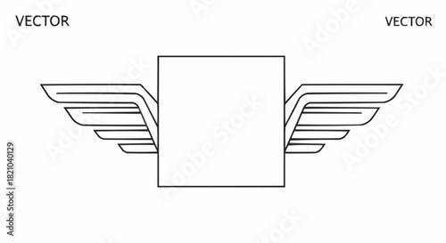 Blank Square Emblem with Stylized Wings.