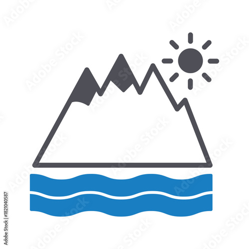 Mountain Lake Vector icon which can easily modify or edit