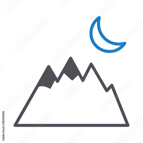 Night Mountain Vector icon which can easily modify or edit