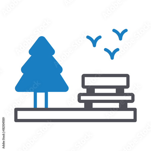 Park Bench Vector icon which can easily modify or edit