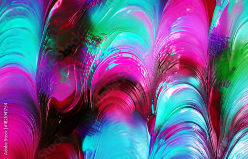 Dreaming of Hot Pink and Cyan Peacock's Tail in Motion