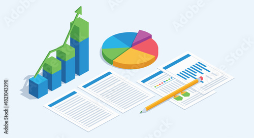 Visualize business growth with dynamic chart and graph reports showing positive trends and financial success, ideal for presentations and marketing visuals