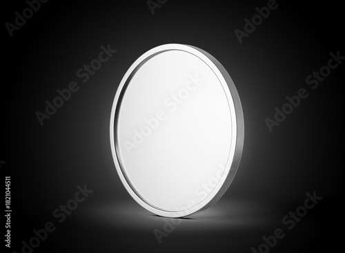 Silver Shiny Rounded Coin Isolated On Shiny Silver Glow Background 3d Illustration