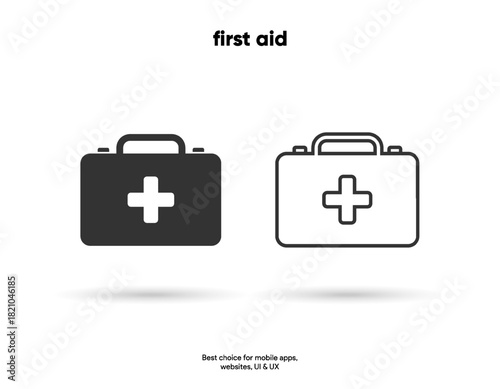 First Aid Kit Icons for Medical Assistance | Minimalist First Aid Kit Icon Design | Medical Kit Symbols for Health Emergency