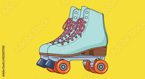 Retro vibes with stylish roller skates ready for a fun adventure, perfect for nostalgia designs or promoting active lifestyles