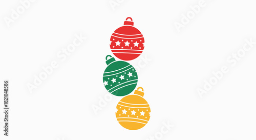 Three Christmas Ornaments Stacked Vertically for Holiday Decorations and Festive Mood minimal