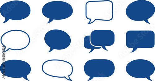 Colorful cartoon speech bubbles set vector illustration for chat communication and dialog design