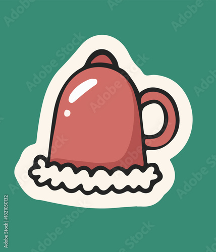 Festive red teapot vector illustration for the holidays
