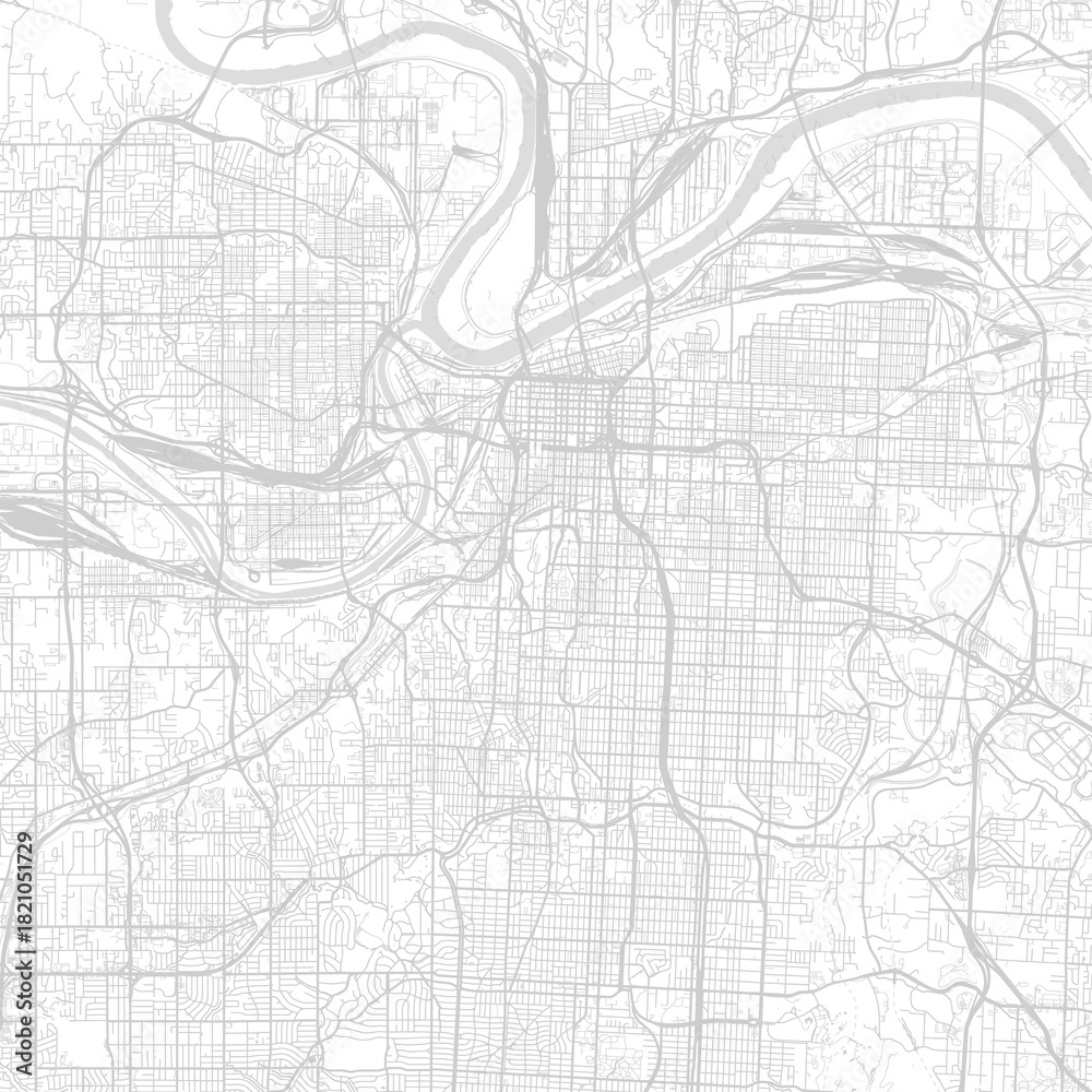 Obraz premium Kansas City City Map a structured urban grid emerges in subtle monochrome emphasizing the s clean and orderly blueprint through refined linework begin of sentence, emphasizing refined linework.