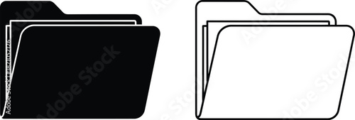 Simple illustration of two file folders one dark and one light