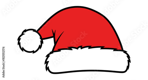 Whimsical santa claus hat with a fluffy pompom conveying holiday spirit and merriment