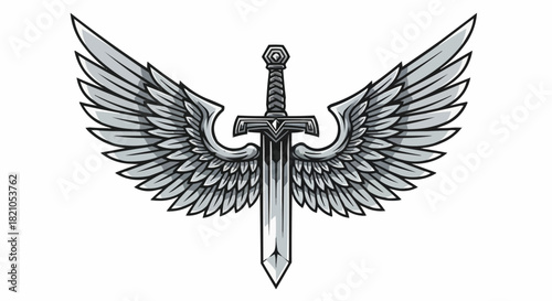 Winged Sword Emblem - A Symbol of Power and Protection in Flight.