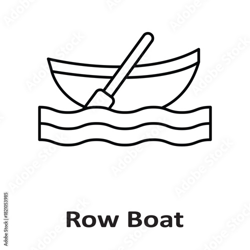 Row Boat Vector icon which can easily modify or edit