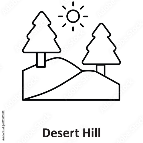 Desert Hill Vector icon which can easily modify or edit