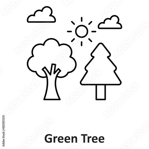 Green Tree Vector icon which can easily modify or edit