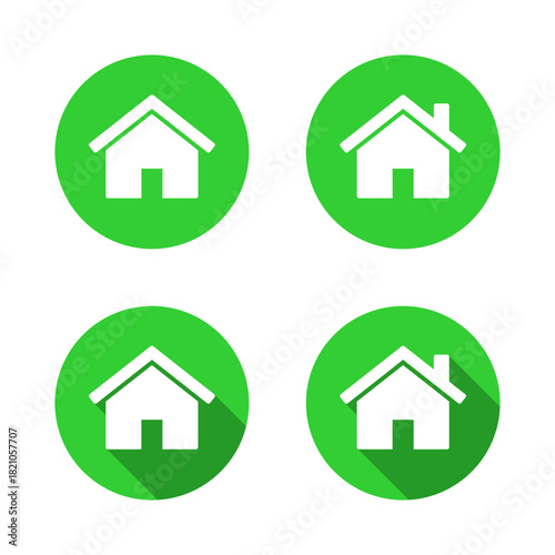 House icon with chimney. Real estate home symbol with long shadow