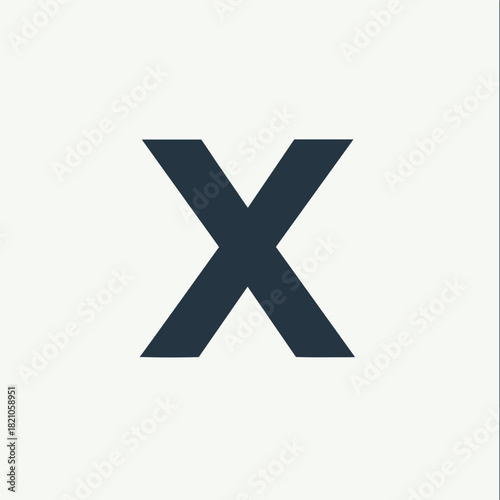 Single letter X symbol against plain white background, showing simple typography and design. Letter X in uppercase stands out clearly. Simple letter X can be used in graphic design.