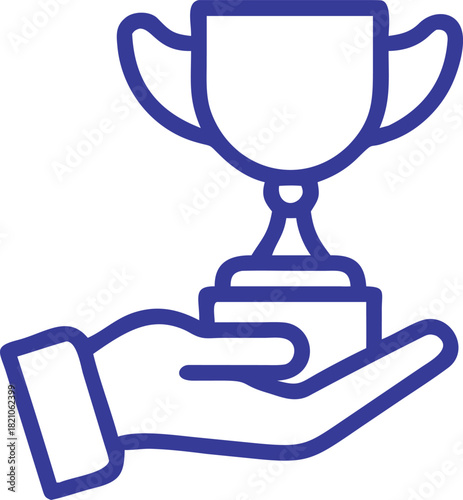 Hand Holding Trophy Line Icon