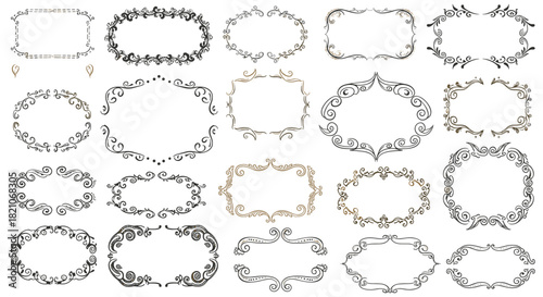 Elegant vintage frame collection perfect for invitations and creative designs, ornate borders ideal for wedding stationery with a touch of classic charm