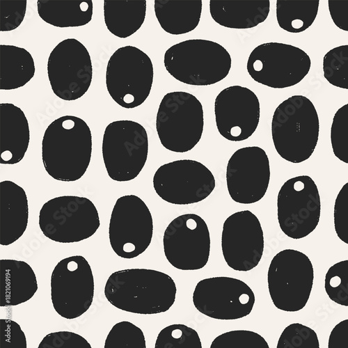 Abstract seamless pattern. Black and white endless background with irregular ...