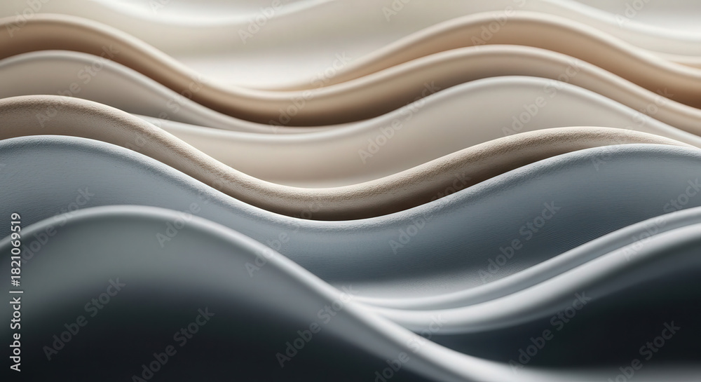 Obraz premium Close up of abstract cloth waves forming fluid shapes, soft lighting
