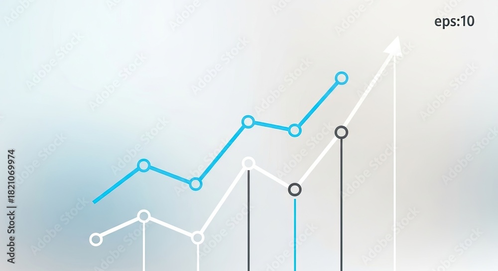 Fototapeta premium Visualize impressive business growth and financial success with this modern upward trending data chart, ideal for impactful presentations and reports.