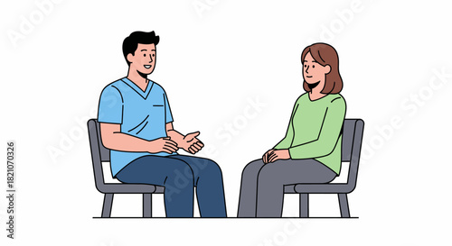 Doctor or therapist talking to female patient isolated on