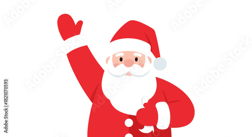 Cartoon santa claus waving hand isolated on