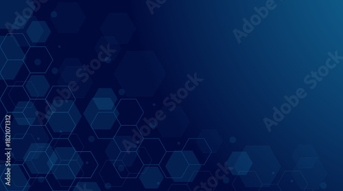 Digital technology background. Abstract hexagons background with lines and dots. Design for science, security and technology.