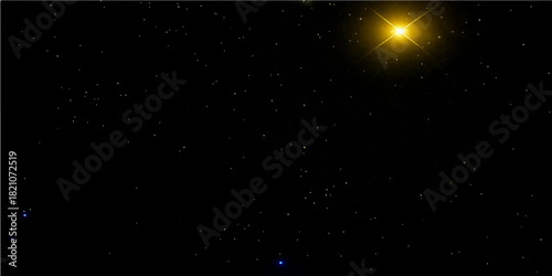 Abstract blue star field of the night sky with glowing light particles