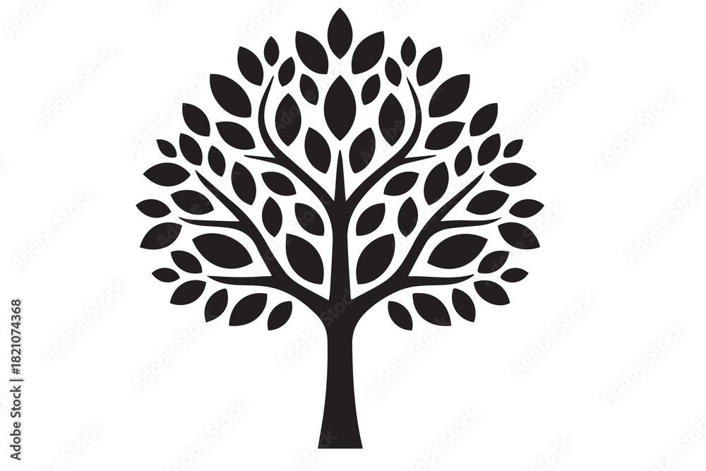 Obraz premium Stylized Tree Vector Silhouette - Abstract Nature, Life, Growth, and Ecology Symbol Logo