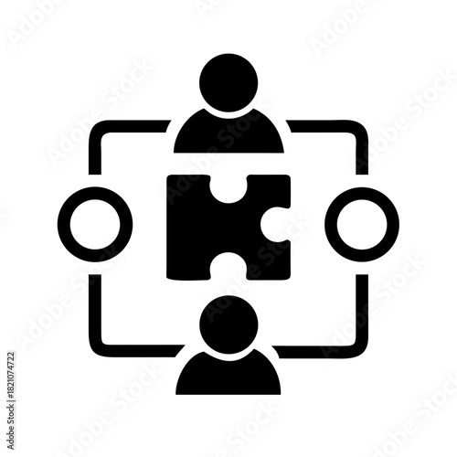 Collaborative team solving problem puzzle piece icon