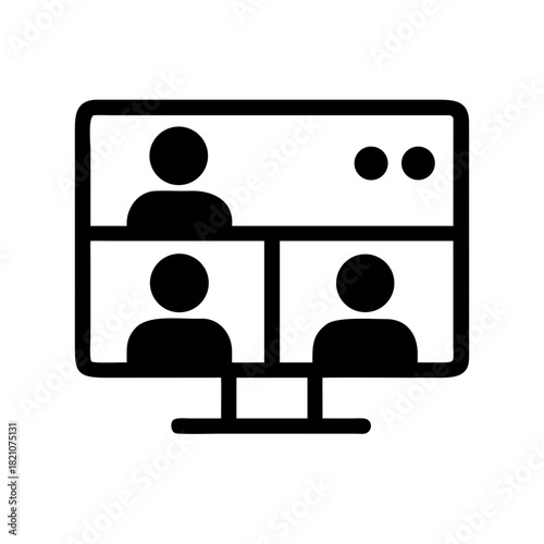 Online video conference meeting icon on display screen