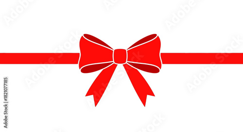 Red ribbon bow isolated on for gift wrapping
